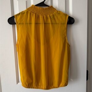 Express Mustard Yellow Smocked High-Neck Sleeveless Top